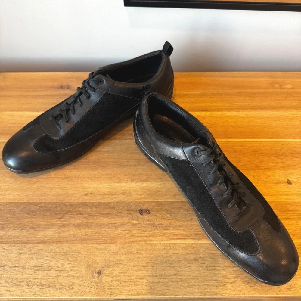 Calvin Klein‎ Caulken Men 13 M Black Leather Suede Fashion Sneakers Shoes Casual